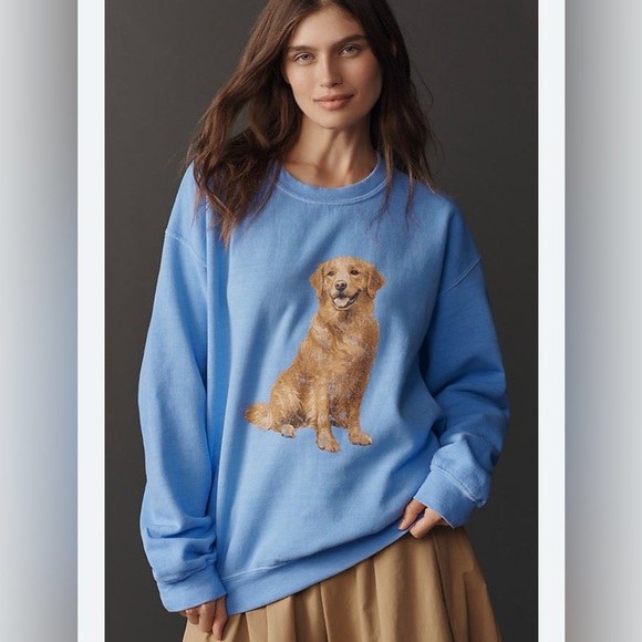 By Anthropologie Tops - Anthropologie Golden Retriever Pullover Sweatshirt in Blue